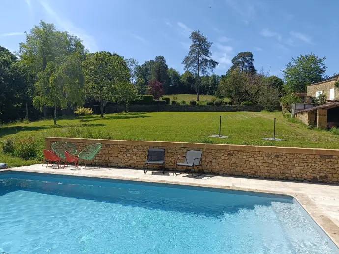 private pool with garden
